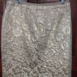 Gold metallic Ann Taylor Loft pencil skirt